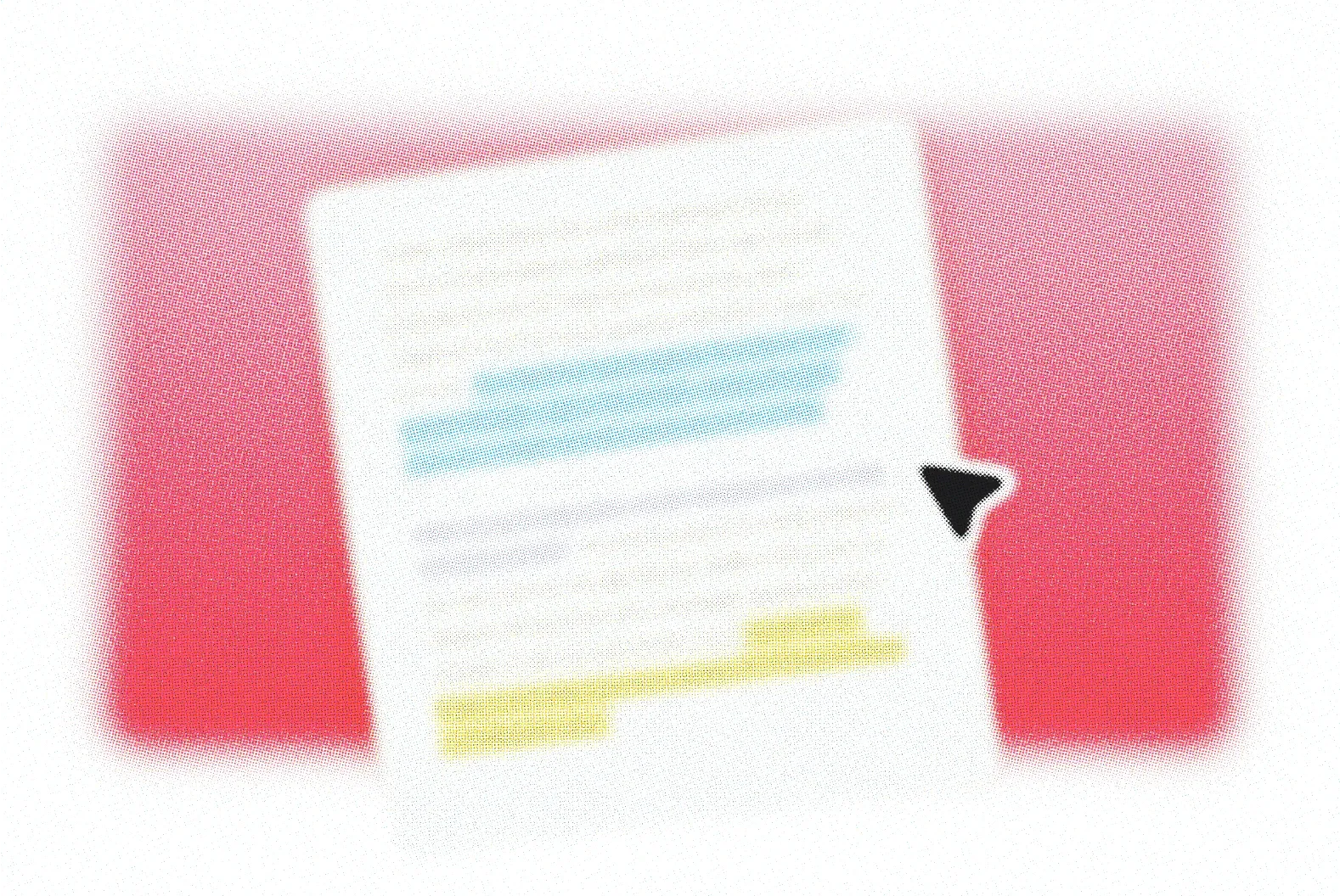 Paper card with highlighted text on a pink background.