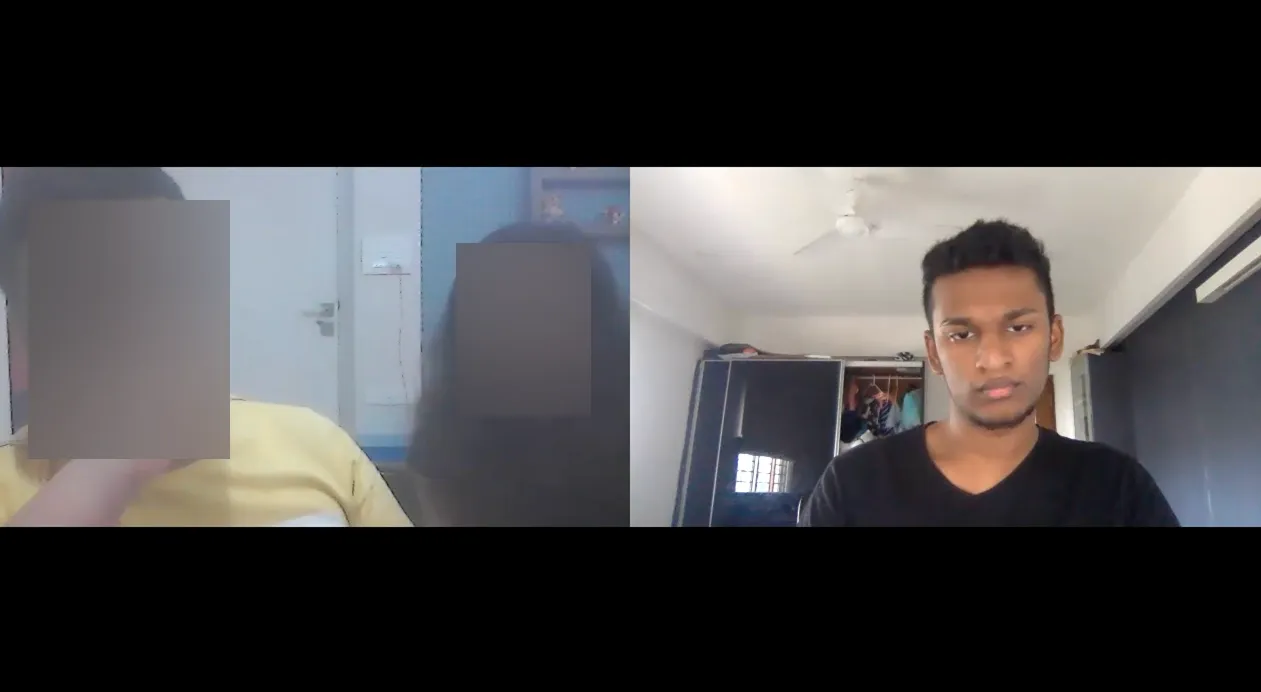 Remote field study with Shreyas and a participant on a video call